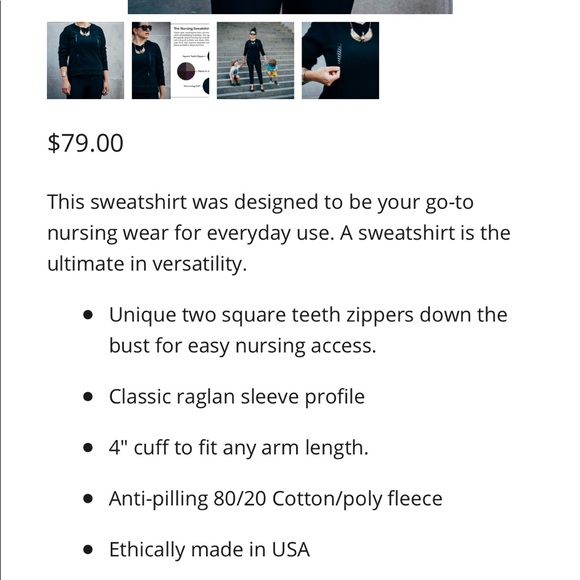 Black nursing sweatshirt by Lechelibre - Picture 4 of 4